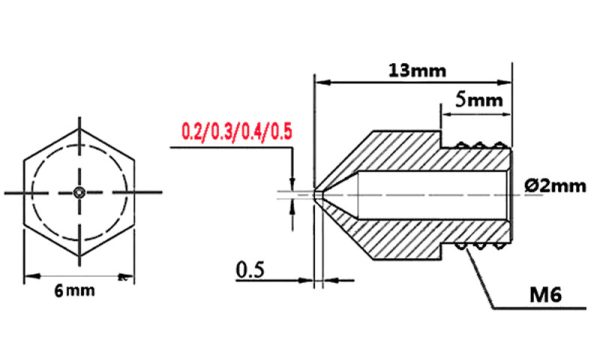 Mk8 Brass Nozzle to Suit Creality Ender 3 CR10 - Image 2